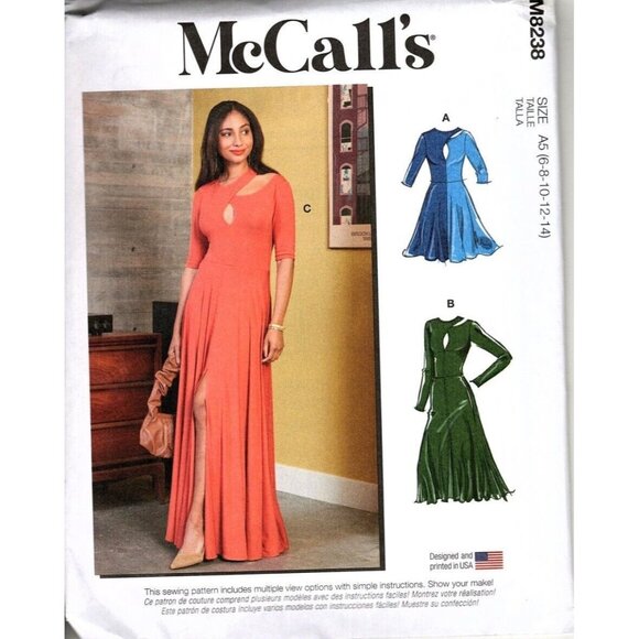 McCall's M8238 Misses 6 to 14 Easy Keyhole Dress Uncut Sewing Pattern - Picture 1 of 2